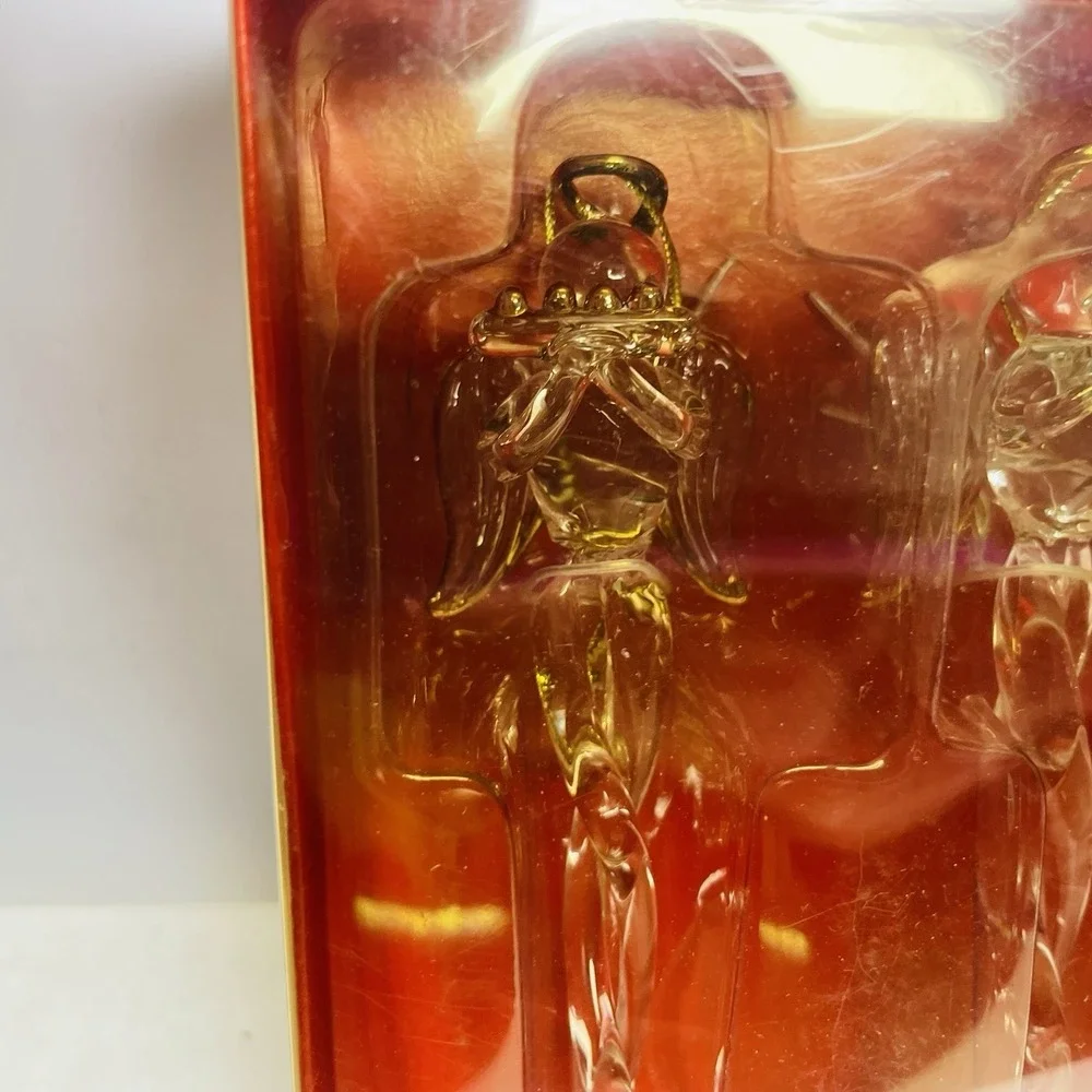 Pier 1  Christmas Angel Icicle Hand Blown Glass  Set Of 3 w Original Box‎ Unused